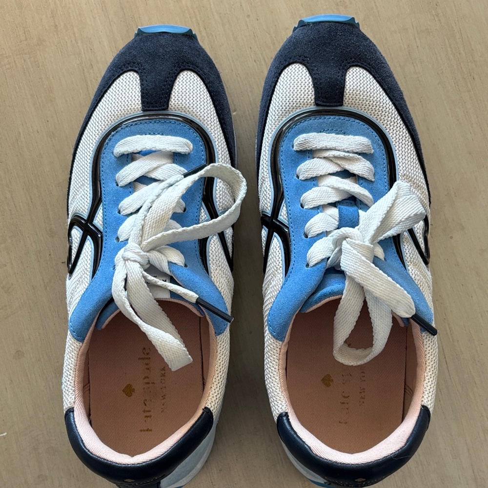 kate spade white, light blue & navy athletic sneakers